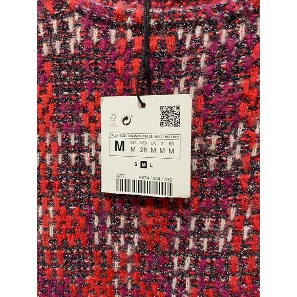 Zara Boucle Ruffle Crop Top Metallic Wool Blend Women’s Sz M - Picture 4 of 8